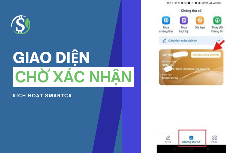 Giao diện chờ xác nhận kick hoạt SmartCA - Bảng giá chữ ký số Giao diện chờ xác nhận kick hoạt SmartCA - Bảng giá chữ ký số